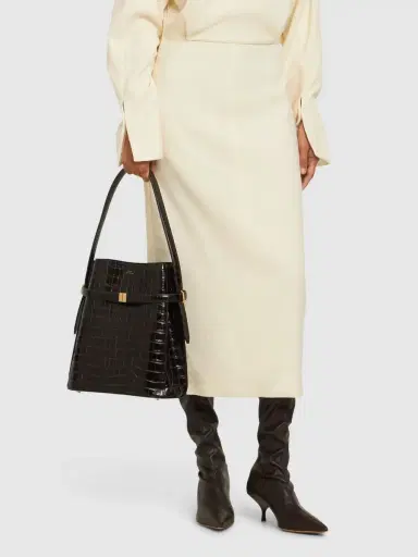 TOTEME Belted Croc Embossed Leather Bucket Bag | Thumbnail 2 TOTEME Belted Croc Embossed Leather Bucket Bag | Thumbnail 2