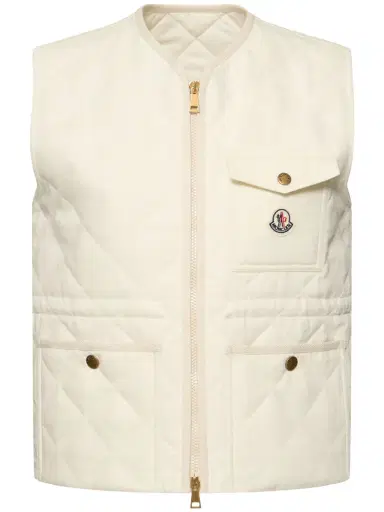 MONCLER Vigny Diamond Quilted Linen Vest | Thumbnail 1 MONCLER Vigny Diamond Quilted Linen Vest | Thumbnail 1