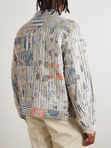 KAPITAL Boro Distressed Patchwork Cotton and Linen-Blend Zip-Up Jacket - Men | Thumbnail 4 KAPITAL Boro Distressed Patchwork Cotton and Linen-Blend Zip-Up Jacket - Men | Thumbnail 4