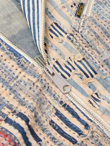 KAPITAL Boro Distressed Patchwork Cotton and Linen-Blend Zip-Up Jacket - Men | Thumbnail 5 KAPITAL Boro Distressed Patchwork Cotton and Linen-Blend Zip-Up Jacket - Men | Thumbnail 5