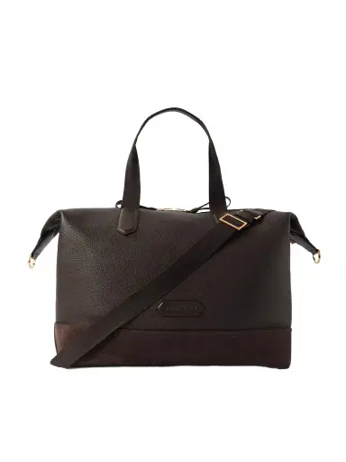 Tom Ford Suede-Trimmed Full-Grain Leather Weekend Bag - Men | Thumbnail 1 Tom Ford Suede-Trimmed Full-Grain Leather Weekend Bag - Men | Thumbnail 1