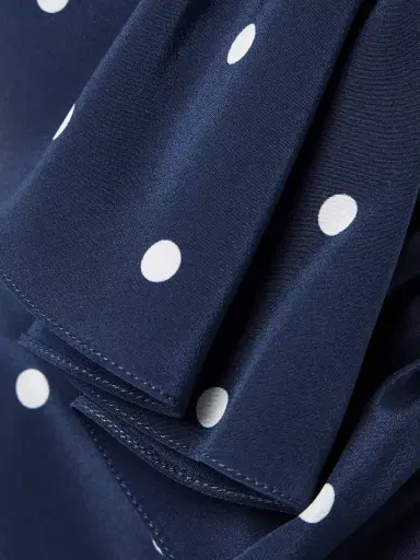 Alessandra Rich Pleated Gathered Polka-dot Silk Crepe De Chine Midi Dress | Thumbnail 4 Alessandra Rich Pleated Gathered Polka-dot Silk Crepe De Chine Midi Dress | Thumbnail 4