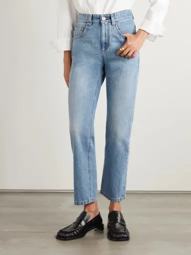 Brunello Cucinelli Bead-embellished Cropped Straight-leg Jeans | Thumbnail 3 Brunello Cucinelli Bead-embellished Cropped Straight-leg Jeans | Thumbnail 3