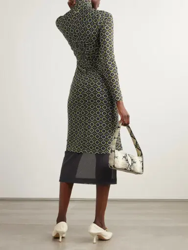Dries Van Noten Layered Printed Mesh Turtleneck Midi Dress | Thumbnail 3 Dries Van Noten Layered Printed Mesh Turtleneck Midi Dress | Thumbnail 3