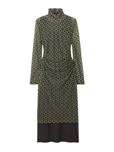 Dries Van Noten Layered Printed Mesh Turtleneck Midi Dress | Thumbnail 1 Dries Van Noten Layered Printed Mesh Turtleneck Midi Dress | Thumbnail 1