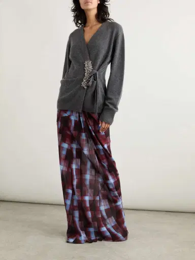 Dries Van Noten Gathered Checked Chiffon Maxi Skirt | Thumbnail 2 Dries Van Noten Gathered Checked Chiffon Maxi Skirt | Thumbnail 2