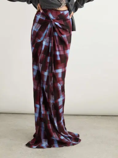 Dries Van Noten Gathered Checked Chiffon Maxi Skirt | Thumbnail 3 Dries Van Noten Gathered Checked Chiffon Maxi Skirt | Thumbnail 3