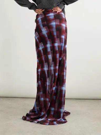 Dries Van Noten Gathered Checked Chiffon Maxi Skirt | Thumbnail 4 Dries Van Noten Gathered Checked Chiffon Maxi Skirt | Thumbnail 4