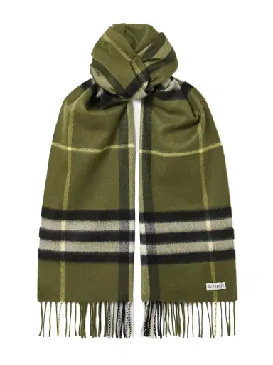 Burberry Fringed Checked Cashmere Scarf | Thumbnail 1 Burberry Fringed Checked Cashmere Scarf | Thumbnail 1