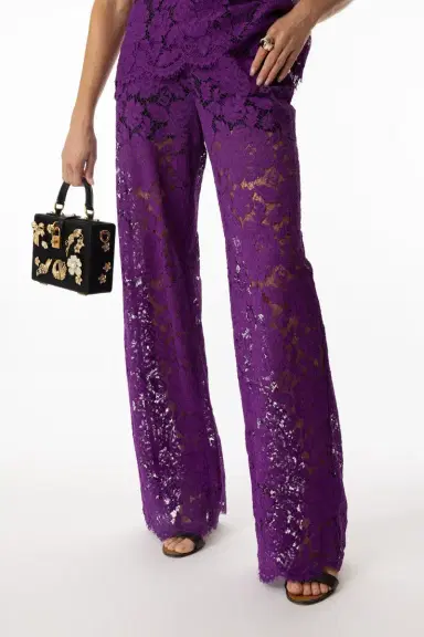 Dolce & Gabbana Flare Floral Logo Lace Pants | Thumbnail 2 Dolce & Gabbana Flare Floral Logo Lace Pants | Thumbnail 2