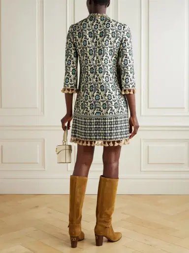 Valentino Garavani Embellished Tasseled Jacquard Mini Dress | Thumbnail 3 Valentino Garavani Embellished Tasseled Jacquard Mini Dress | Thumbnail 3