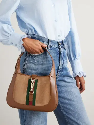 Gucci Jackie 1961 Webbing-trimmed Suede And Leather Shoulder Bag | Thumbnail 2 Gucci Jackie 1961 Webbing-trimmed Suede And Leather Shoulder Bag | Thumbnail 2