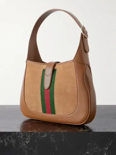 Gucci Jackie 1961 Webbing-trimmed Suede And Leather Shoulder Bag | Thumbnail 3 Gucci Jackie 1961 Webbing-trimmed Suede And Leather Shoulder Bag | Thumbnail 3
