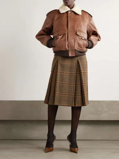 Saint Laurent Shearling-trimmed Leather Jacket | Thumbnail 2 Saint Laurent Shearling-trimmed Leather Jacket | Thumbnail 2