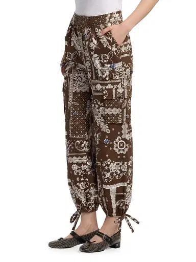 Cinq à Sept Women's Zola Bandana Cotton Twill Military Pants - Dark Sepia | Thumbnail 4 Cinq à Sept Women's Zola Bandana Cotton Twill Military Pants - Dark Sepia | Thumbnail 4