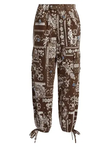 Cinq à Sept Women's Zola Bandana Cotton Twill Military Pants - Dark Sepia | Thumbnail 1 Cinq à Sept Women's Zola Bandana Cotton Twill Military Pants - Dark Sepia | Thumbnail 1