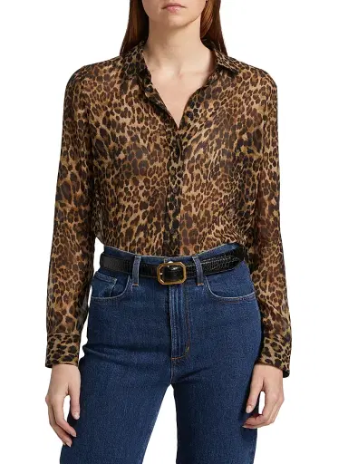 Nili Lotan Women's Gaia Silk Slim Shirt - Vintage Leopard Print - Size XL | Thumbnail 3 Nili Lotan Women's Gaia Silk Slim Shirt - Vintage Leopard Print - Size XL | Thumbnail 3