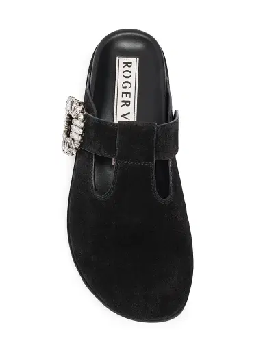 Roger Vivier Women's Slidy Viv Embellished Suede Mules | Thumbnail 4 Roger Vivier Women's Slidy Viv Embellished Suede Mules | Thumbnail 4
