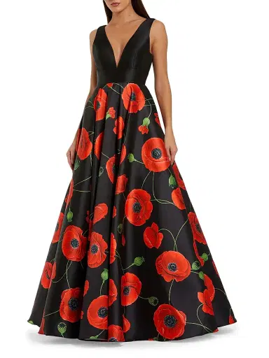 Mac Duggal Women's Floral Satin Gown - Poppy Multi - Size 16 | Thumbnail 1 Mac Duggal Women's Floral Satin Gown - Poppy Multi - Size 16 | Thumbnail 1