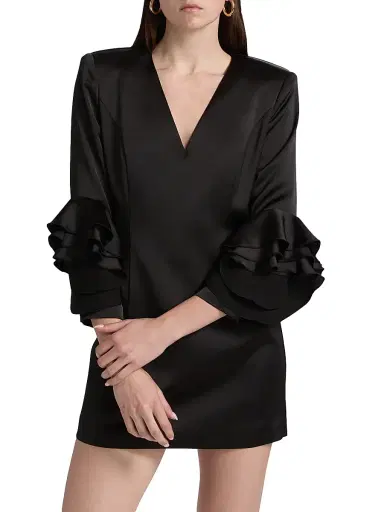 Ramy Brook Women's Klara Ruffle Cuff Minidress - Black | Thumbnail 3 Ramy Brook Women's Klara Ruffle Cuff Minidress - Black | Thumbnail 3