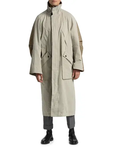 Thom Browne Men's Waxed Cotton Hooded Parka - Khaki - Size Large | Thumbnail 6 Thom Browne Men's Waxed Cotton Hooded Parka - Khaki - Size Large | Thumbnail 6