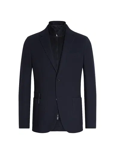 Zegna Men's High Performance Jersey Blazer Jacket - Navy Blue - Size 46 | Thumbnail 2 Zegna Men's High Performance Jersey Blazer Jacket - Navy Blue - Size 46 | Thumbnail 2