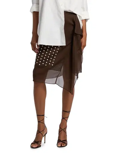 Dries Van Noten Women's Sima Silk Poka Dot Skirt - Brown | Thumbnail 3 Dries Van Noten Women's Sima Silk Poka Dot Skirt - Brown | Thumbnail 3