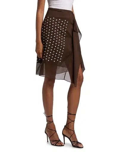 Dries Van Noten Women's Sima Silk Poka Dot Skirt - Brown | Thumbnail 4 Dries Van Noten Women's Sima Silk Poka Dot Skirt - Brown | Thumbnail 4