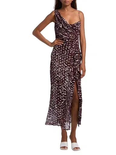 Dries Van Noten Women's Deyon Printed Midi-Dress - Burgundy | Thumbnail 3 Dries Van Noten Women's Deyon Printed Midi-Dress - Burgundy | Thumbnail 3