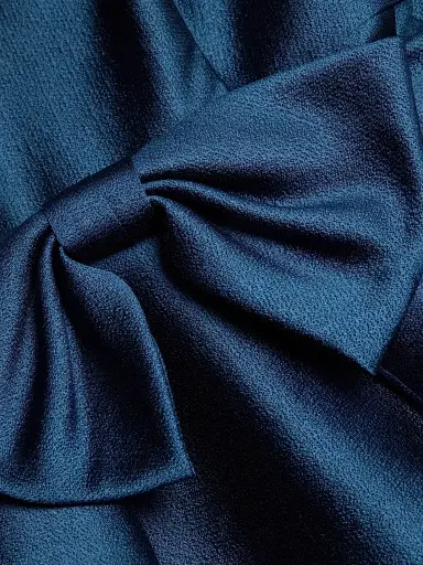 Shoshanna Women's Leo Textured Satin Bow Midi-Dress - Navy | Thumbnail 7 Shoshanna Women's Leo Textured Satin Bow Midi-Dress - Navy | Thumbnail 7