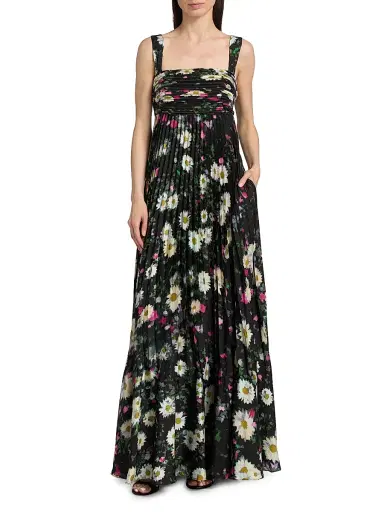 Kobi Halperin Women's Ezra Floral Pleated Midi-Dress - Black Multi | Thumbnail 3 Kobi Halperin Women's Ezra Floral Pleated Midi-Dress - Black Multi | Thumbnail 3