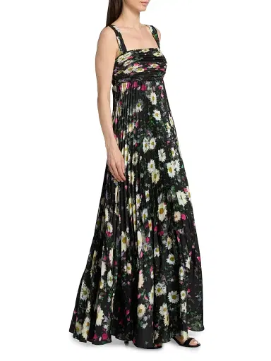 Kobi Halperin Women's Ezra Floral Pleated Midi-Dress - Black Multi | Thumbnail 4 Kobi Halperin Women's Ezra Floral Pleated Midi-Dress - Black Multi | Thumbnail 4