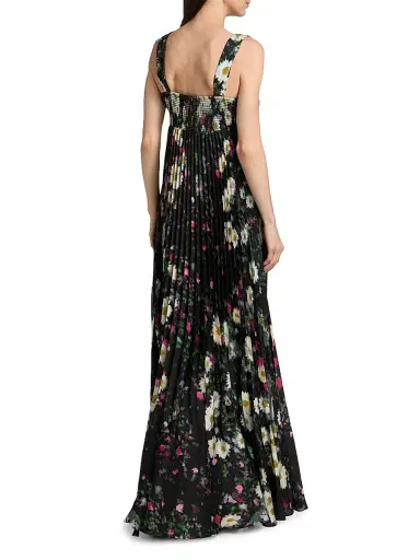 Kobi Halperin Women's Ezra Floral Pleated Midi-Dress - Black Multi | Thumbnail 5 Kobi Halperin Women's Ezra Floral Pleated Midi-Dress - Black Multi | Thumbnail 5