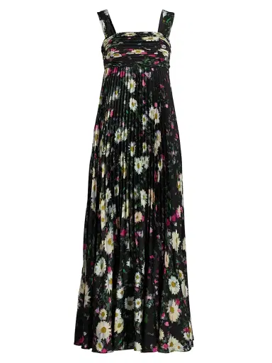 Kobi Halperin Women's Ezra Floral Pleated Midi-Dress - Black Multi | Thumbnail 1 Kobi Halperin Women's Ezra Floral Pleated Midi-Dress - Black Multi | Thumbnail 1