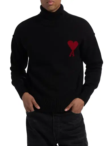 AMI PARIS Men's ADC Logo Wool Crewneck Sweater - Black Red - Size XXL | Thumbnail 3 AMI PARIS Men's ADC Logo Wool Crewneck Sweater - Black Red - Size XXL | Thumbnail 3