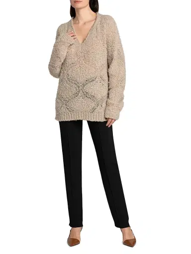 Giorgio Armani Women's Textured V-Neck Sweater | Thumbnail 2 Giorgio Armani Women's Textured V-Neck Sweater | Thumbnail 2