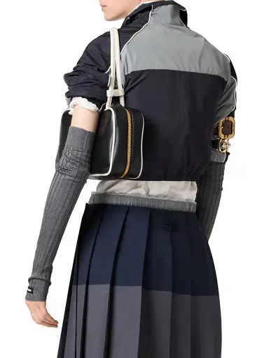 Miu Miu Women's Technical Silk Zipper Blouson Jacket - Blue | Thumbnail 3 Miu Miu Women's Technical Silk Zipper Blouson Jacket - Blue | Thumbnail 3