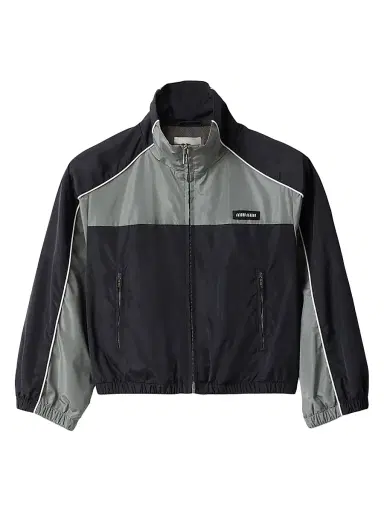 Miu Miu Women's Technical Silk Zipper Blouson Jacket - Blue | Thumbnail 1 Miu Miu Women's Technical Silk Zipper Blouson Jacket - Blue | Thumbnail 1