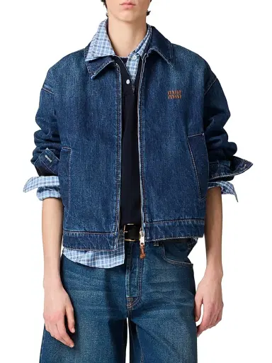 Miu Miu Women's Denim Trucker Jacket - Blue | Thumbnail 2 Miu Miu Women's Denim Trucker Jacket - Blue | Thumbnail 2