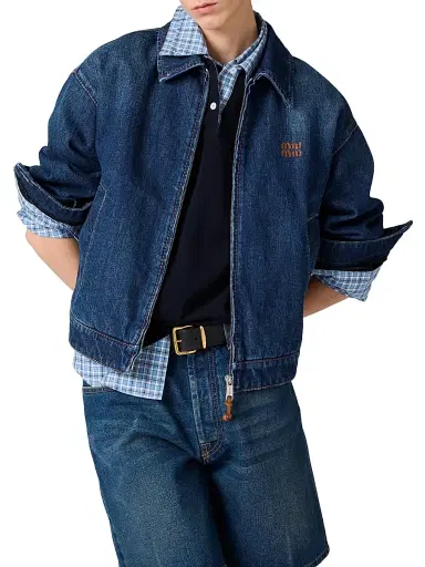 Miu Miu Women's Denim Trucker Jacket - Blue | Thumbnail 4 Miu Miu Women's Denim Trucker Jacket - Blue | Thumbnail 4