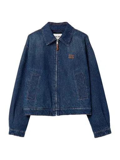 Miu Miu Women's Denim Trucker Jacket - Blue | Thumbnail 1 Miu Miu Women's Denim Trucker Jacket - Blue | Thumbnail 1