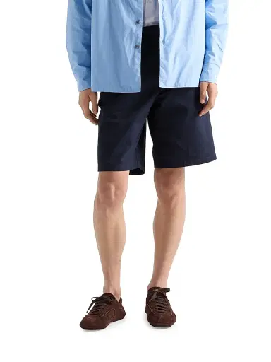 Prada Men's Vintage-Effect Cotton Bermudas - Blue | Thumbnail 2 Prada Men's Vintage-Effect Cotton Bermudas - Blue | Thumbnail 2