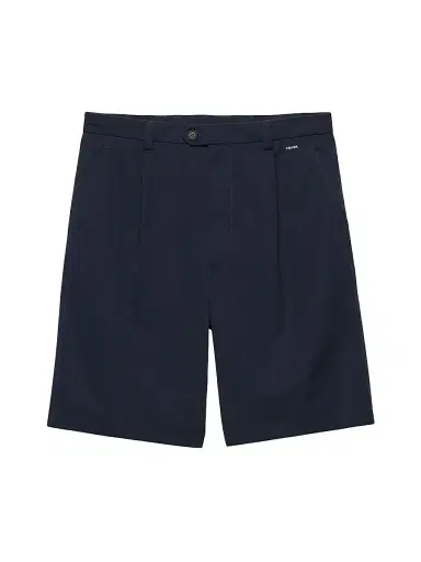 Prada Men's Vintage-Effect Cotton Bermudas - Blue | Thumbnail 1 Prada Men's Vintage-Effect Cotton Bermudas - Blue | Thumbnail 1