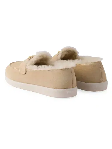 Prada Women's Suede and Shearling Loafers - Beige Khaki - Size 10.5 | Thumbnail 3 Prada Women's Suede and Shearling Loafers - Beige Khaki - Size 10.5 | Thumbnail 3