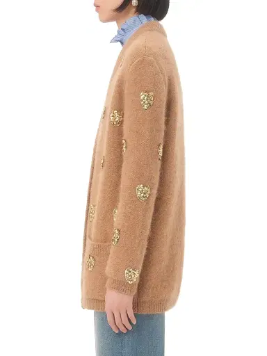 Valentino Garavani Women's Embroidered Cardigan - Camel Gold - Size Large | Thumbnail 3 Valentino Garavani Women's Embroidered Cardigan - Camel Gold - Size Large | Thumbnail 3