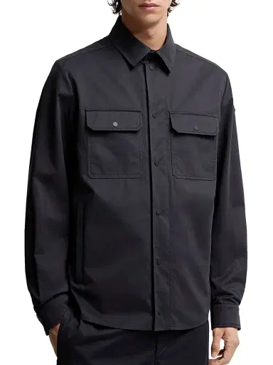 Moncler Men's Shirt in Cotton Gabardine - Navy Blue | Thumbnail 2 Moncler Men's Shirt in Cotton Gabardine - Navy Blue | Thumbnail 2
