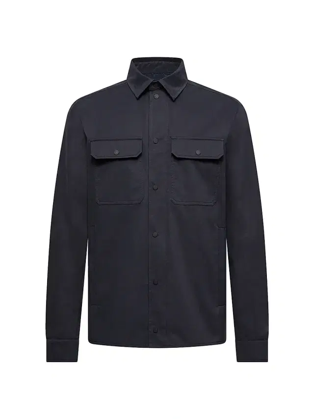 Men's Shirt in Cotton Gabardine - Navy Blue Men's Shirt in Cotton Gabardine - Navy Blue