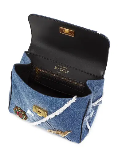 Dolce & Gabbana Women's Like A Virgin Embellished Denim Top Handle Bag - Blue Multicolor | Thumbnail 5 Dolce & Gabbana Women's Like A Virgin Embellished Denim Top Handle Bag - Blue Multicolor | Thumbnail 5