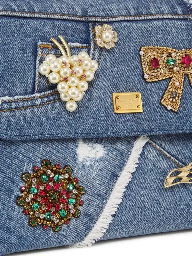 Dolce & Gabbana Women's Like A Virgin Embellished Denim Top Handle Bag - Blue Multicolor | Thumbnail 6 Dolce & Gabbana Women's Like A Virgin Embellished Denim Top Handle Bag - Blue Multicolor | Thumbnail 6