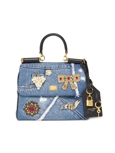 Dolce & Gabbana Women's Like A Virgin Embellished Denim Top Handle Bag - Blue Multicolor | Thumbnail 1 Dolce & Gabbana Women's Like A Virgin Embellished Denim Top Handle Bag - Blue Multicolor | Thumbnail 1